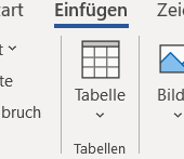 Tabelle einfügen im Reiter Einfügen im Word-Menü