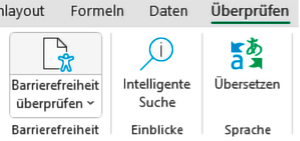 Registerkarte Überprüfen mit Menüpunkt Barrierefreiheit überprüfen