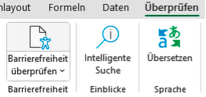 Registerkarte Überprüfen mit Menüpunkt Barrierefreiheit überprüfen