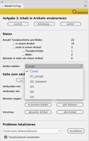 Zu sehen ist die Aufgabe 2 in MadeToTag Inhalte in Artikeln strukturieren.