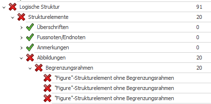 PAC-Detail-Bericht: Unter Logische Struktur, dann unter Strukturelemente, Abbildungen und Begrenzungsrahmen steht Figure-Strukturelement ohne Begrenzungsrahmen