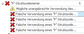 PAC-Detail-Bericht: Unter P-Strukturelemente steht Falsche Verwendung eines P-Strukturelements